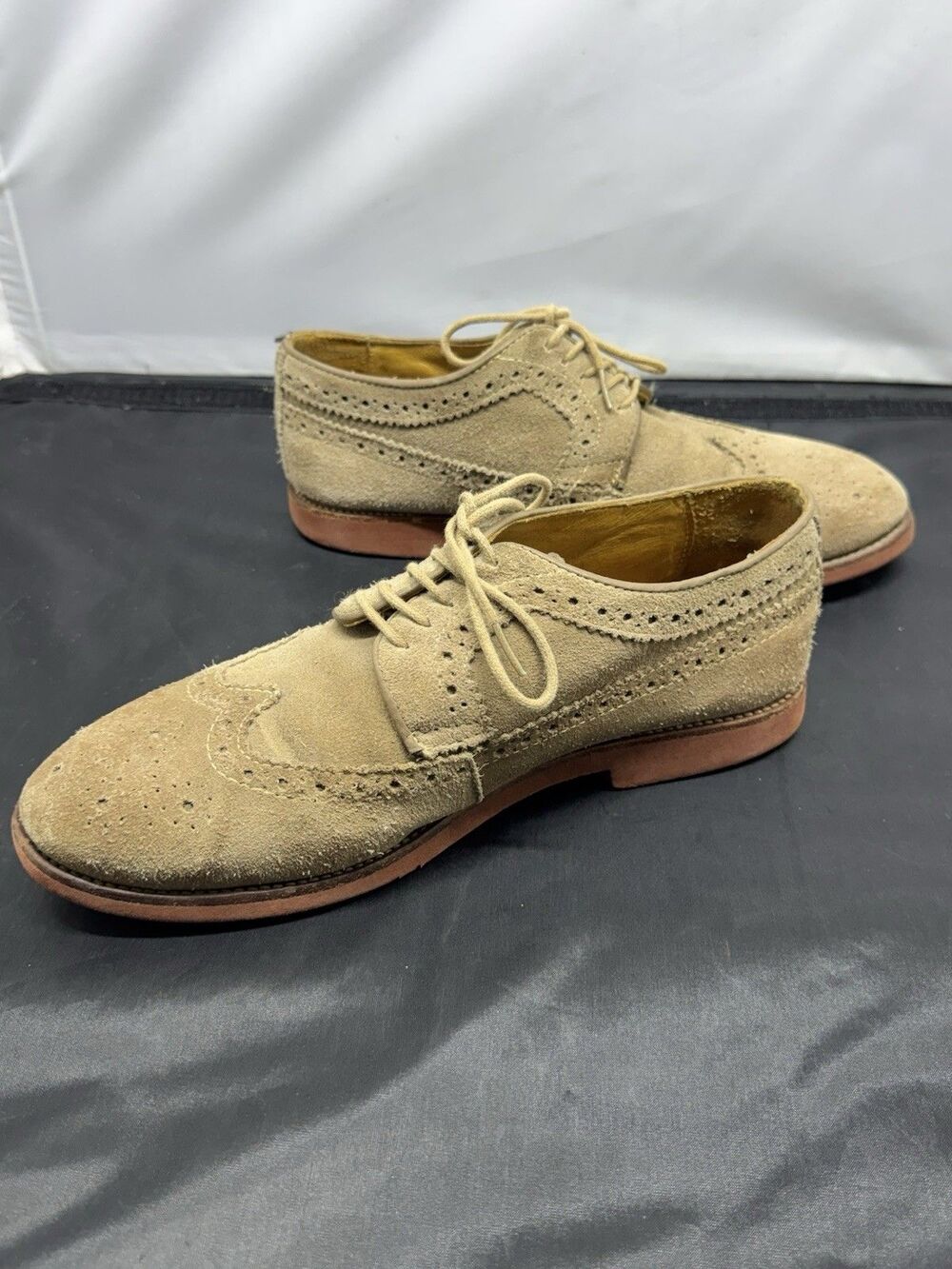 Mercanti Fiorentini Dress Tan Color Oxford Suede Lace-Up Shoes Size US 9M